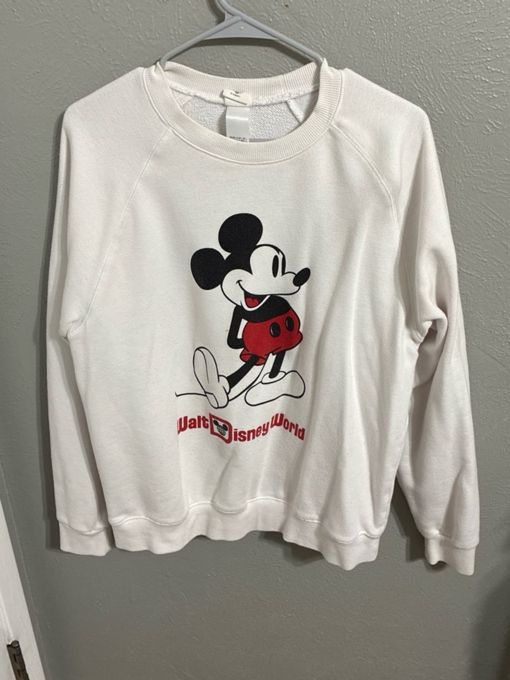 Disney White Crewneck Sweatshirt with Mickey Graphic